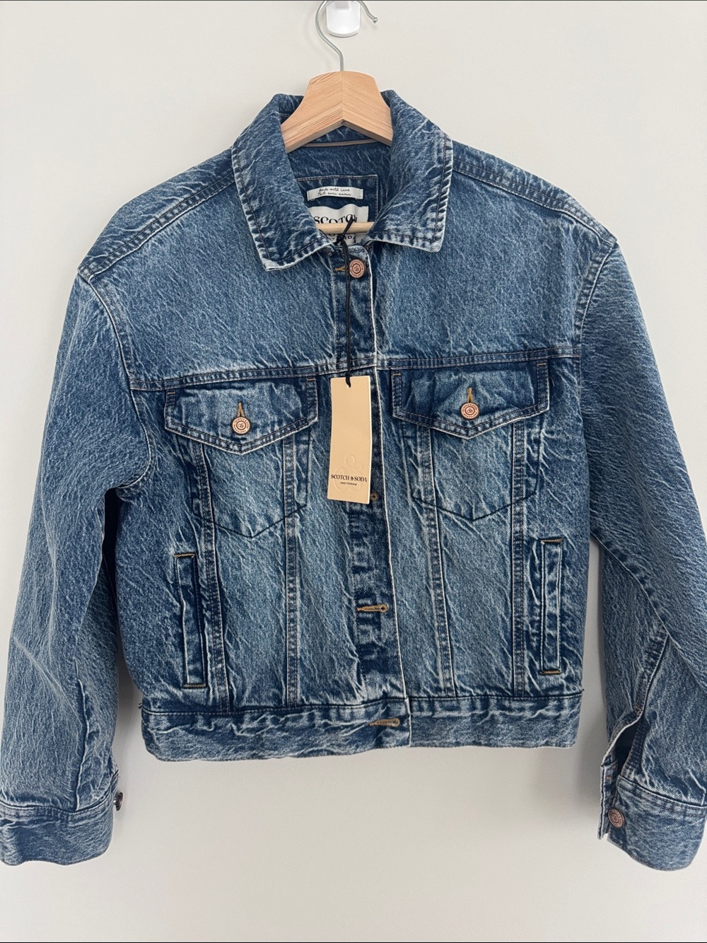 NWT Scotch & Soda Vintage Wash Blue Denim Jean Jacket Color Nolita
